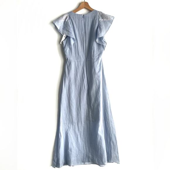 🆕 Theory Organic cotton baby blue midi dress NWT size 2 flowy short sleeves - Picture 3 of 11